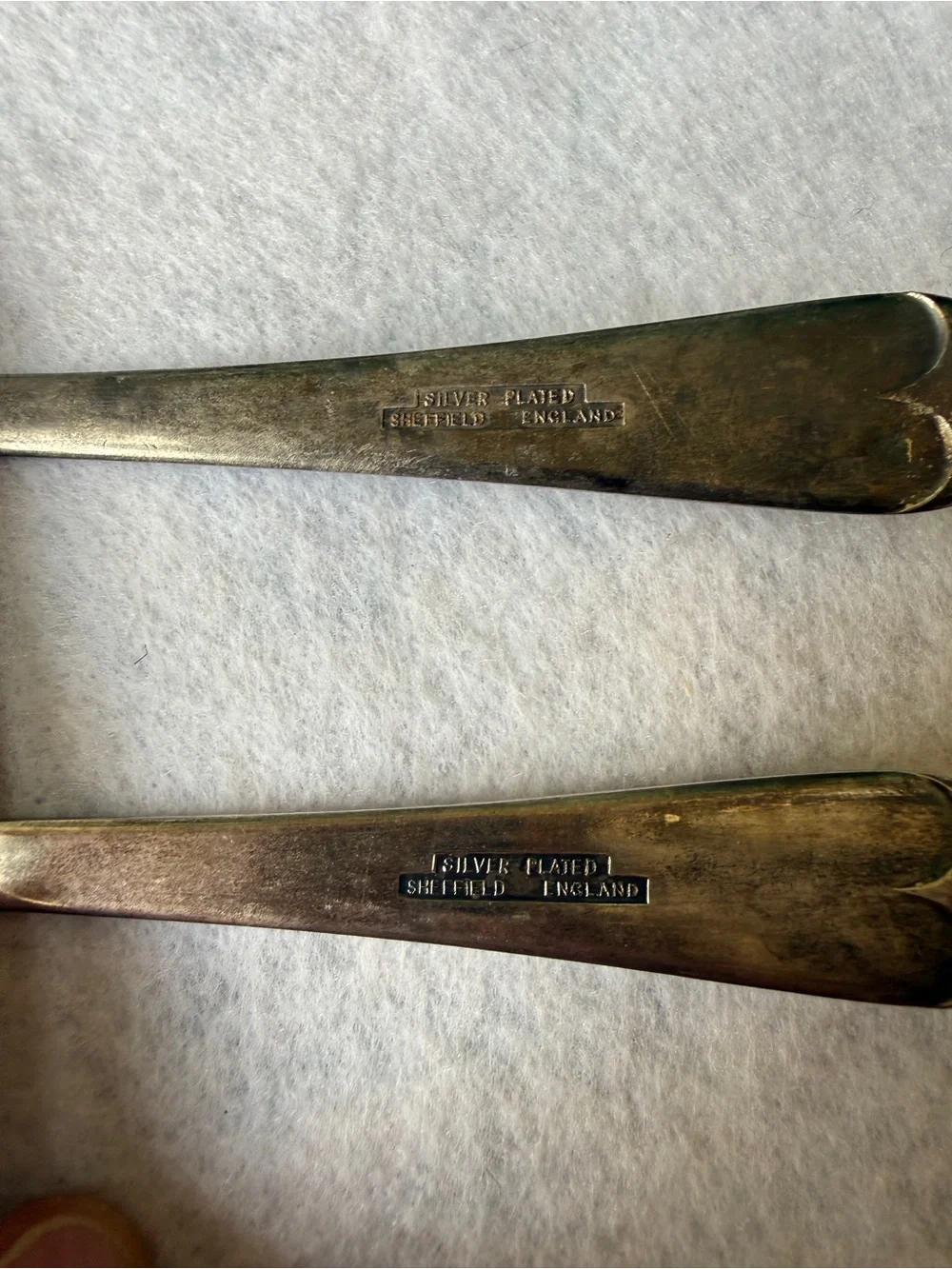 Sheffield England Silver Plated Salad Serving Spoon Fork Set Vintage Patina 9 In
